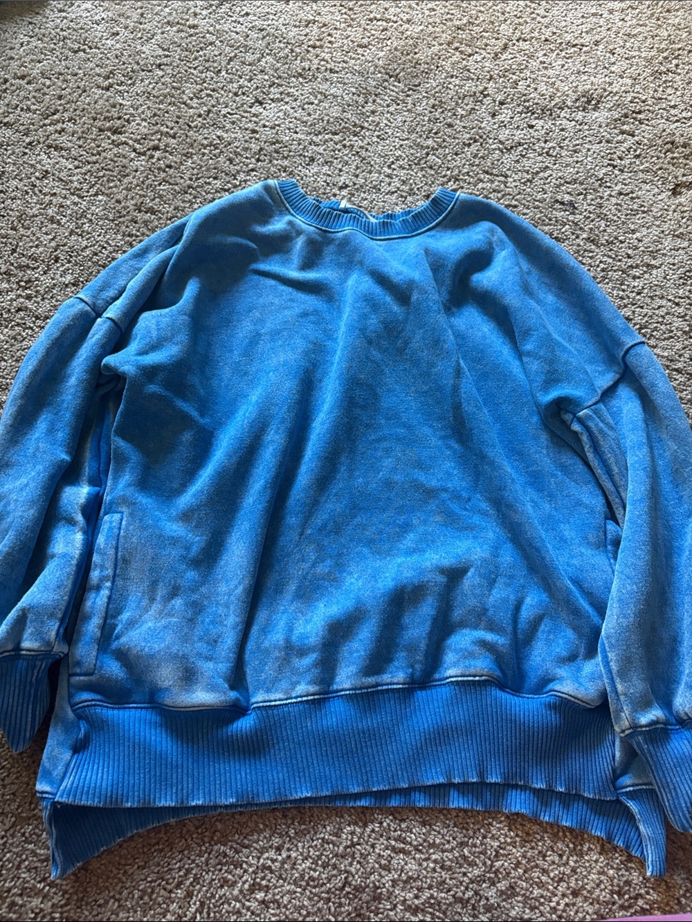 Zenana Outfitters Washed Blue Crewneck Sweatshirt